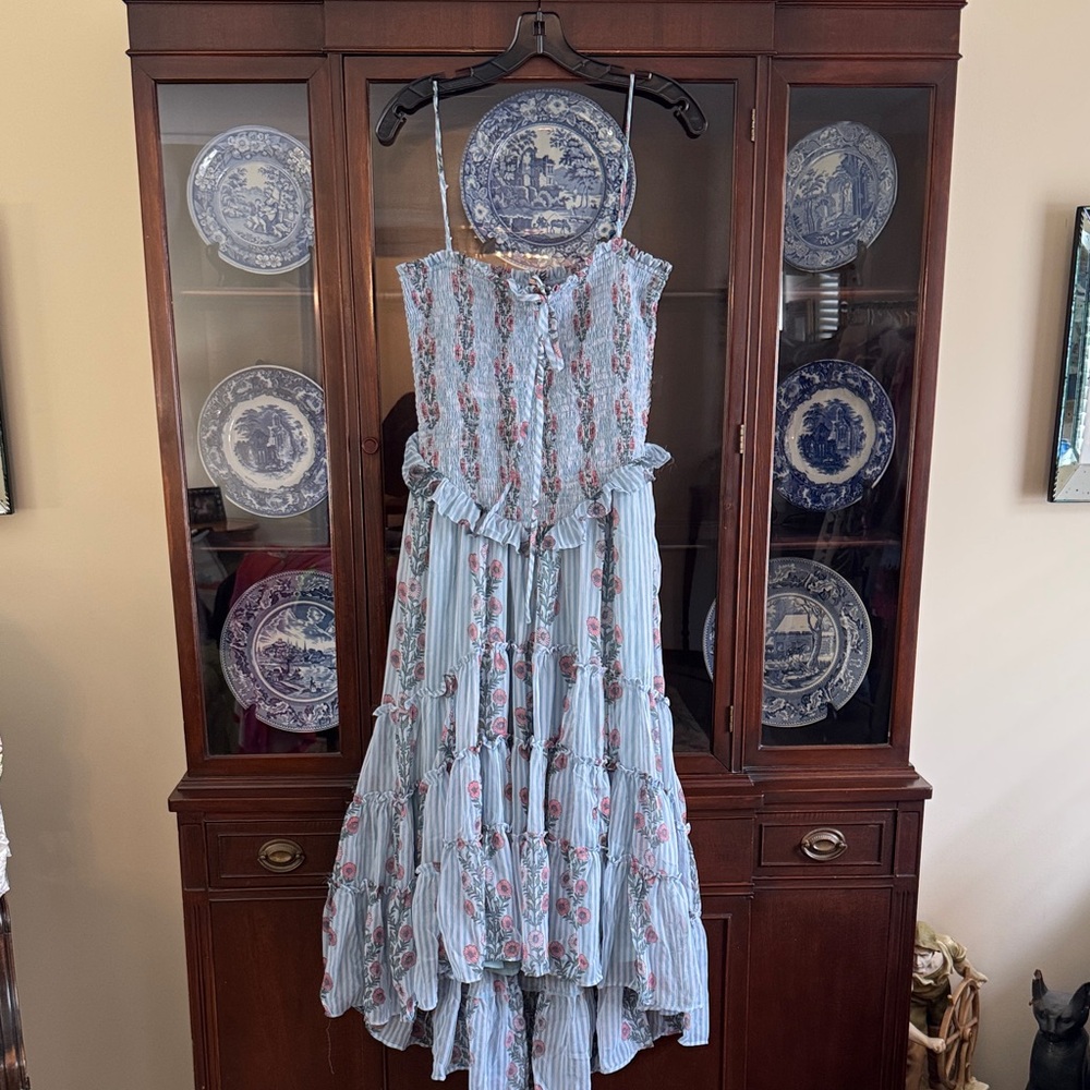 Free People Blue and Pink Smocked Dress